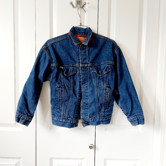 80's‎ Levi Denim Trucker Jacket Flannel Lined Youth Medium 57510-0514 Vintage